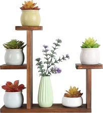 COOGOU Wood Desktop Plant Stand Indoor Small Windowsill Flower Shelf Tabletop...