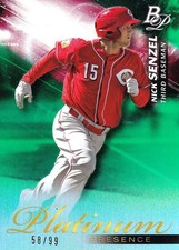 2018 Bowman Platinum Nick Senzel Platinum Presence Green /99 Reds Card