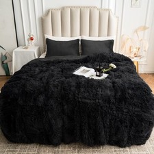 Plush Shaggy Duvet Cover Twin Size, 3 PCS Fluffy Comforter Fuzzy Flannel Bedd...