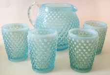 VTG FENTON OPALESCENT BLUE TURQUOISE HOBNAIL ...