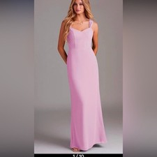 Azazie Bridesmaids Dress Candy Pink Denice Chiffon Size A4