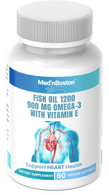 Med nBoston Fish Oil 1200 mg   Omega-3 900 mg + Vitamin E 100 mg, Vegan, 60 Soft