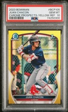2023 Bowman Chrome Prospects Yellow Refractor #/75 Juan Chacon PSA 10 GEM MINT