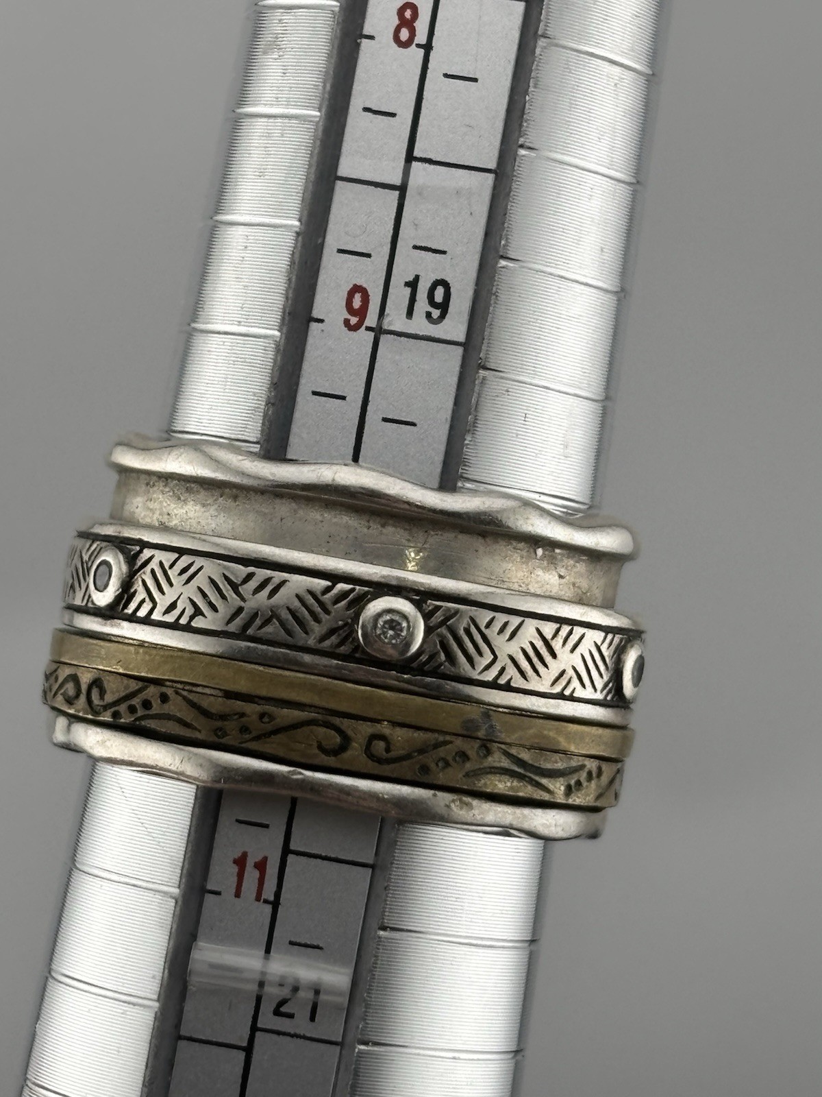 Silpada Pattern Spinner Ring Sterling Silver Bras… - image 14