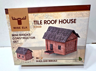 WISE ELK TILE ROOF HOUSE MINI BRICKS CONSTRUCTOR SET, 6 1/2 X 6 X 5 3/4'', NEW