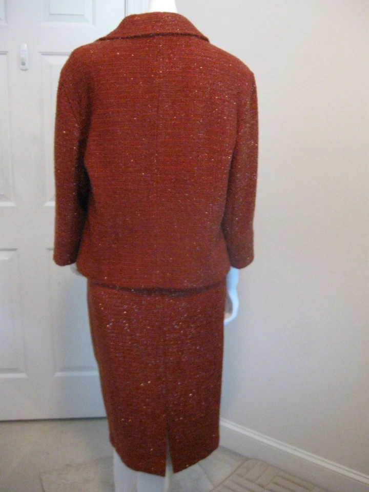 Lafayette 148 NY 3/4 Manga Mezcla Lana Óxido Falda Traje Chaqueta 14 Falda 10 Foto 4 de 4