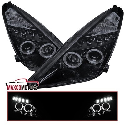 Smoke Projector Headlights Fits 2000-2005 Toyota Celica LED Halo Lamp Left+Right
