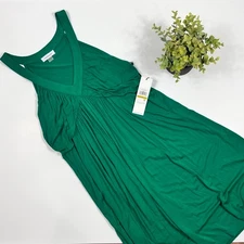 Calvin Klein A-Line Dress Green Sleeveless Racerback V-Neck Cocktail Size 14 NWT