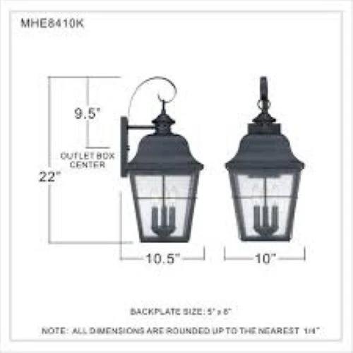 Quoizel MHE8410K 3 light Millhouse Outdoor Wall Lantern Mystic Black - Picture 2 of 3