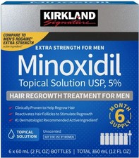 Kirkland Minoxidil 5 Hair Regrowth Solution Extra Strength Men 6 Month Supply