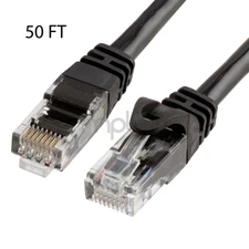 50FT CAT6 Cable Ethernet Lan Network CAT 6 RJ45 Patch Cord Internet Black NEW