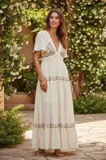 RIVER ISLAND : Cream Beaded Maxi Dress : 936786 | AL SIZES