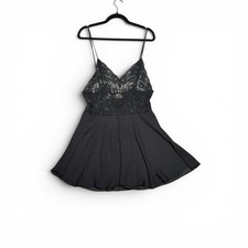 Vintage Delicates Black Lace Spaghetti Strap Fit & Flare Mini Dress Size M