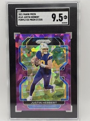 2021 JUSTIN HERBERT Panini Prizm PURPLE CRACKED ICE /225 LA Chargers