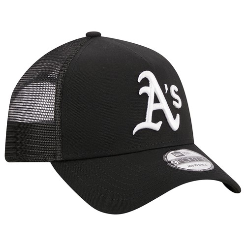 Men's New Era Black Athletics A-Frame 9FORTY Trucker Adjustable Hat - Picture 3 of 5