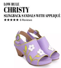 Fluevog EXCELLENT Low Rule Christy slingback platform sandal w appliqu  - 6/6.5