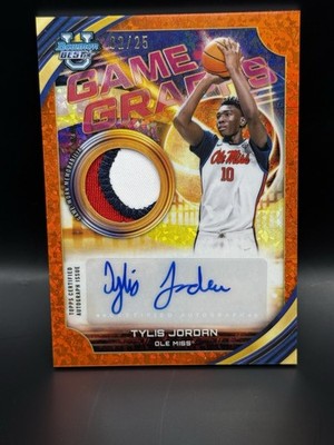 25-26 Bowman U Best Tylis Jordan Game Graphs Orange Patch Auto /25 Ole Miss