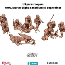 US Paratroopers Support - United States Army - 28mm -  Eskice Miniature