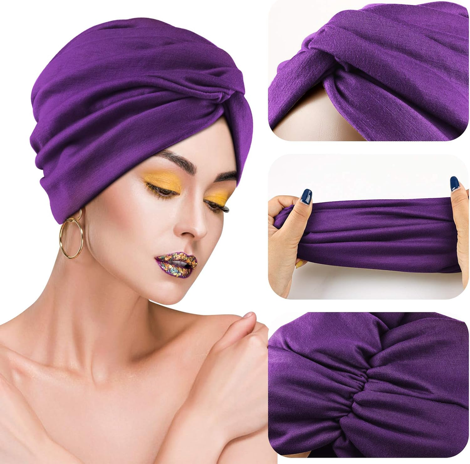 4 Fasce Boho Per Donna, Fazzoletti Triangolari In Chiffon, Bandane Elastiche, Turbanti Capelli (nero, Grigio, Cachi, Marrone) - 4