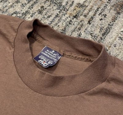 Vintage 80s Brown Blank T Shirt—BVD 100% Cotton MADE IN USA—Single 