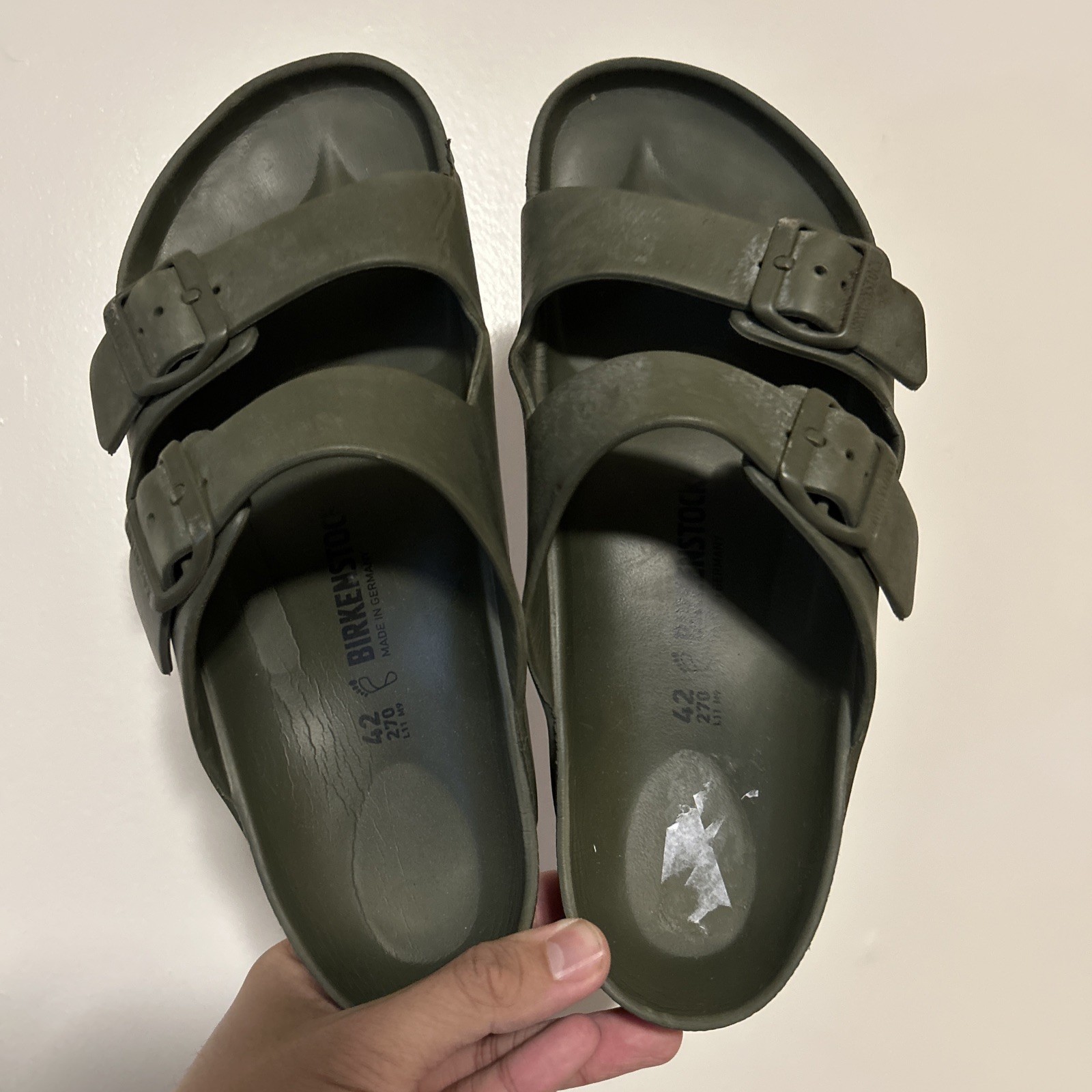 Birkenstock Arizona EVA Comfort Sandals Men’s US 9/EU 42 Khaki Olive Waterproof