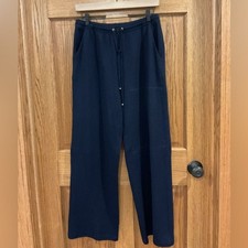 St. John Sport Santana Knit Drawstring Pull-On Pants. Navy blue. Size Small