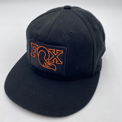 Fox Racing Hat Motocross Black Orange SnapBack Large Logo Cleaned Patch Hook Loo