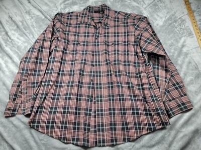Arrow Blue Jeans Co. Shirt Mens Large Black Red Plaid Long Sleeve Button Up