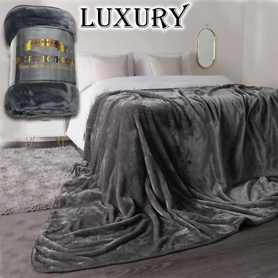 Extra Large Luxury Faux Fur Throw Fleece Blanket Sofa Bed Mink