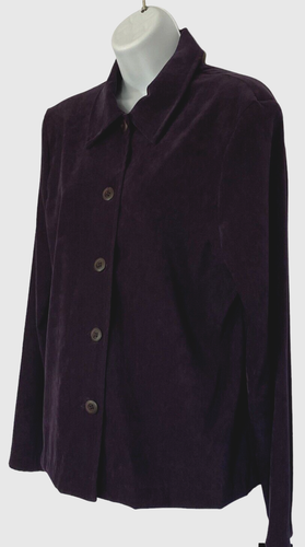 Briggs New York Shirt Jacket Womens Size M Purple Soft Velour NWT - Picture 3 of 8