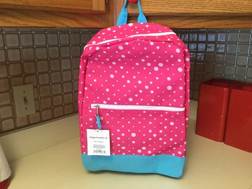 NEW Wexford Bookbag Backpack Pink Polka Dot W Turquoise Girls Back School NWT