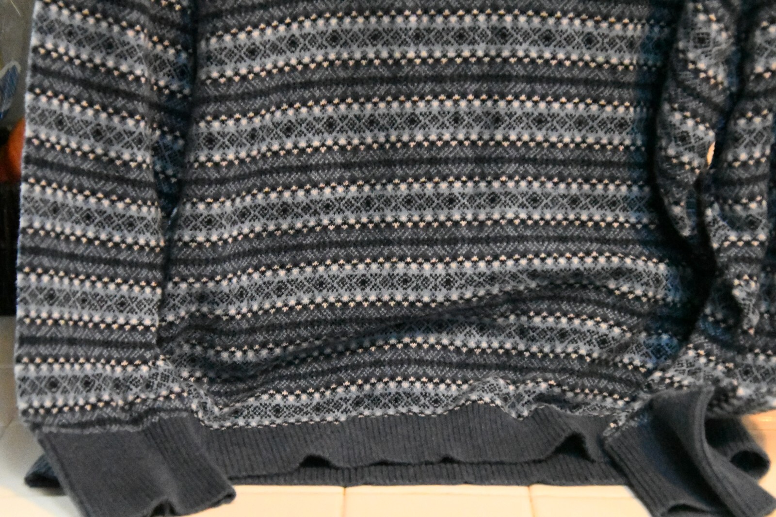 LL Bean Womens Fair Isle Sweater Size XL Blue Cotton Cashmere Blend