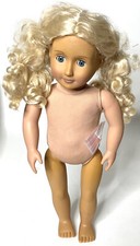 OG Our Generation Battat 18" Girl Doll Curly Blonde Hair Blue Eyes