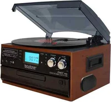 Boytone BT-22MS Bluetooth Record Player Turntable AM/FM Radio Cassette CD USB SD