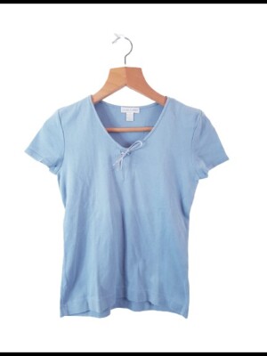 Casual Corner Damen Damen blau Rundhals Basic T-Shirt Top Größe Small S 
