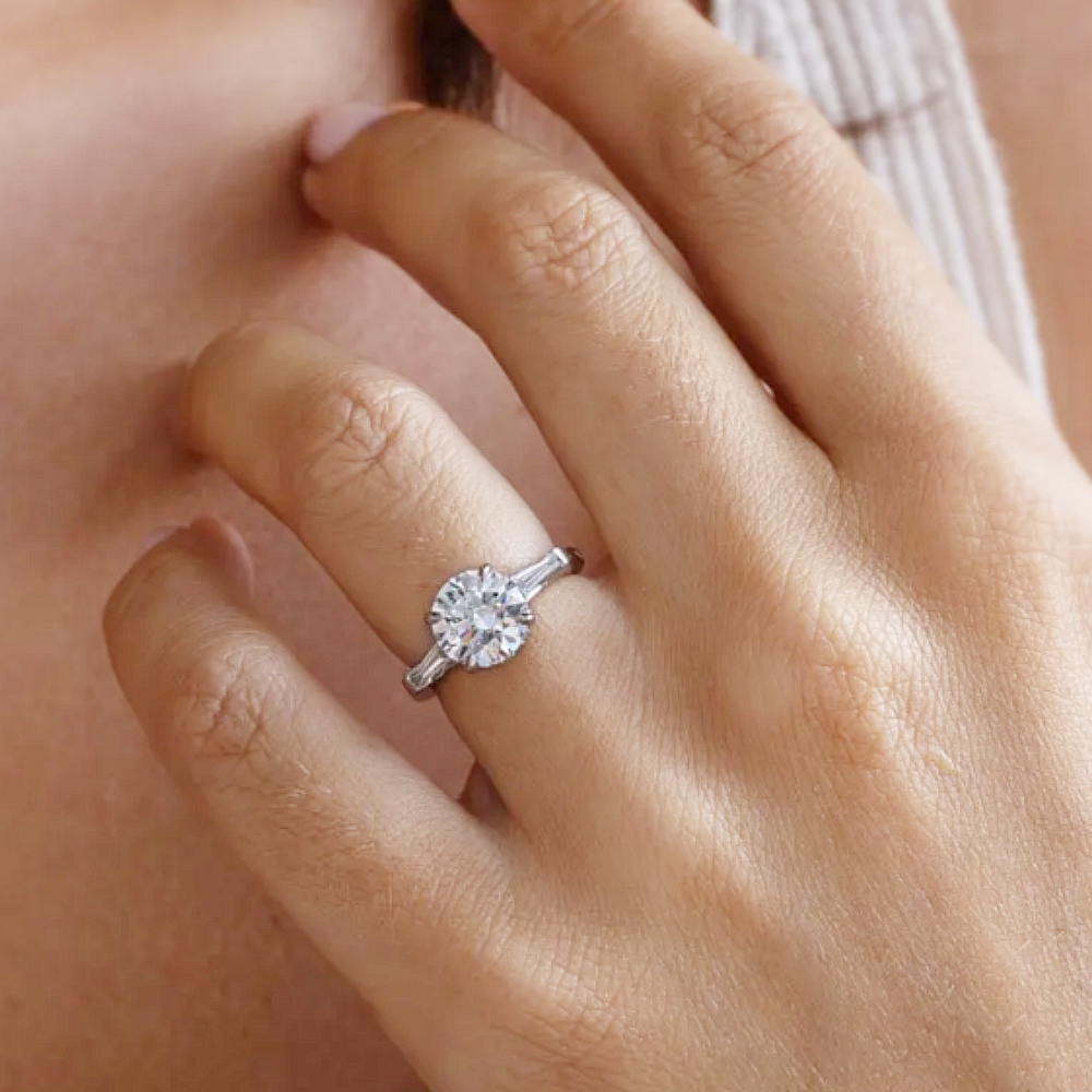 Ct Lab Created Round Cut Diamond Wedding Ring 14K White Gold