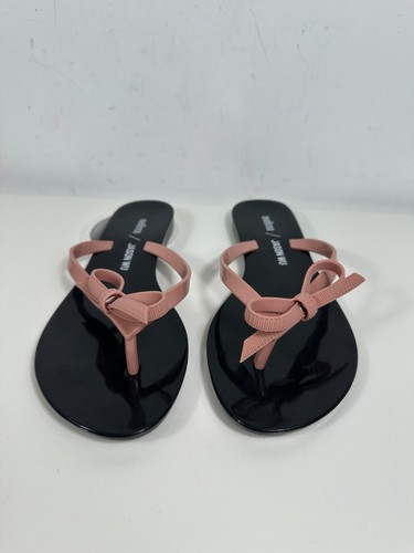 Melissa + Jason Wu Harmonic V Bow Flip Flop Sandals Black and Pink Size 7 - Picture 6 of 12