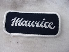 MAURICE  EMBROIDERED VINTAGE SEW ON NAME PATCH TAGS ASSORTED COLORS