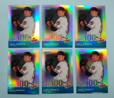 2010 Bowman Chrome Jake Arrieta Topps 100 Refractor #TPC25 6 Card Lot /499