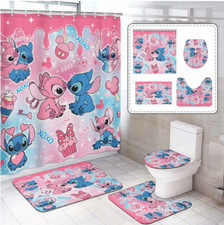 Cartoon Gift, Cartoon Love Angel Stitch Shower Curtain or Bathroom Sets.