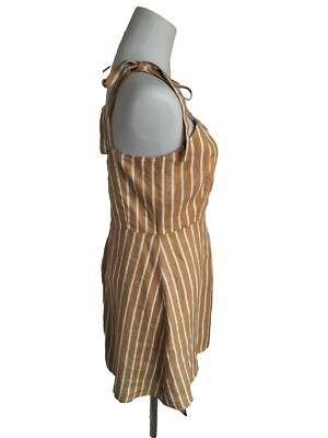 Ghanda Striped Mustard and White Linen Summer Knee Length Dress Size S 10 | eBay Australia Ghanda Striped Mustard and White Linen Summer Knee Length Dress Size S 10 | eBay Australia