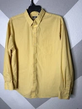 Izod Mens Premium Essentials Button Up Long Sleeve Shirt Golden Yellow Size XL