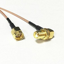 SMA female jack right angle to SMA male plug pigtail cable RG178 15cm 6inch NEW