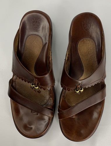 Sandalias planas Ariat de cuero genuino 9,5 B sin cordones marrón - Imagen 4 de 13