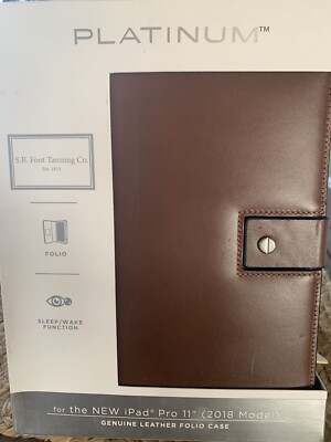 NEW Platinum Genuine Leather Folio Case for Apple iPad Pro 11'' Bourbon Brown
