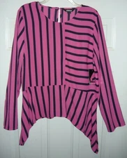  Project RUNWAY JCP / Peacoat Pink Striped Blouse / Women's  Size Large  / NWT