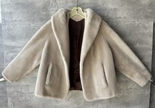 Vintage 1950s Imperial O'llegro by Sportowne Cream Faux Fur Coat Size L