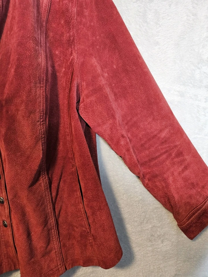 Chaqueta Camisa de Cuero Gamuza Naranja Óxido 14/16 Forrada con Cabaña Envejecida LEER Foto 4 de 4