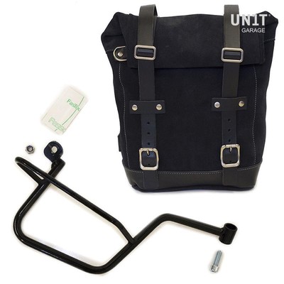 BORSA LATERALE DX DI CUOIO NERO TELAIO UNIT GARAGE MOTO GUZZI V7