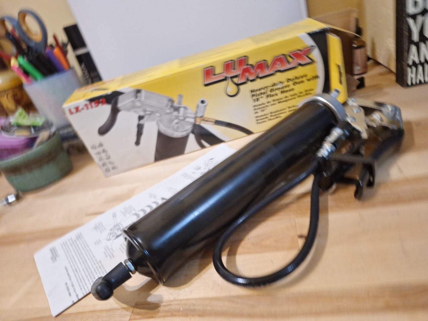 Lumax Black Heavy Duty Deluxe Pistol Grease Gun With 18 Flex Hose Ship
